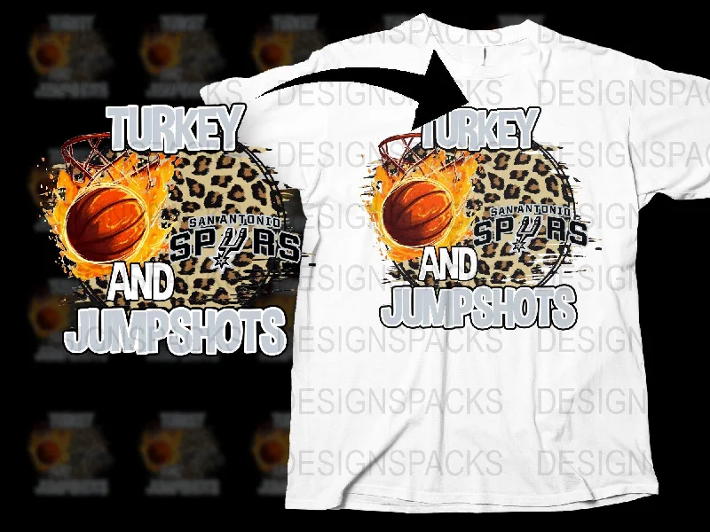 T-Shirt Online Exclusive-San Antonio Spurs Turkey and Jumpshots Png Digital Download