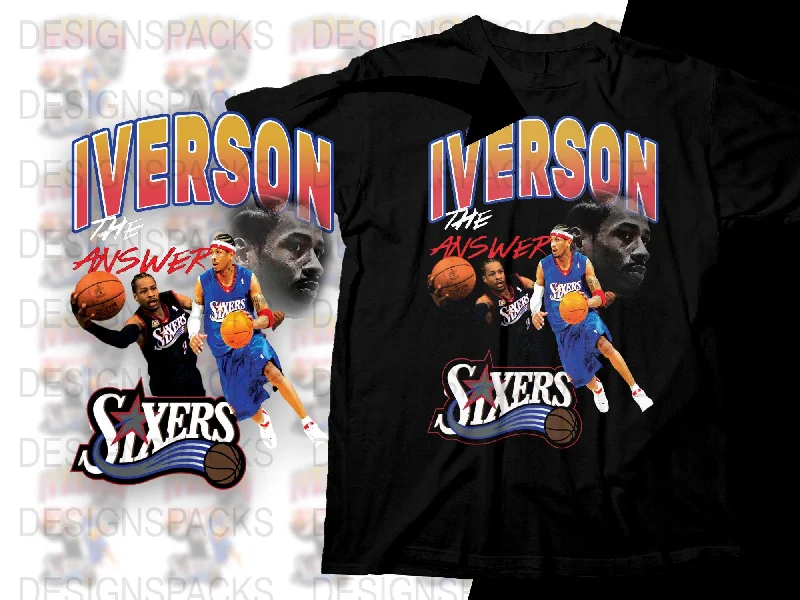 T-Shirt Streetwear-Iconic Iverson The Answer Philly Basketball Png Digital Download