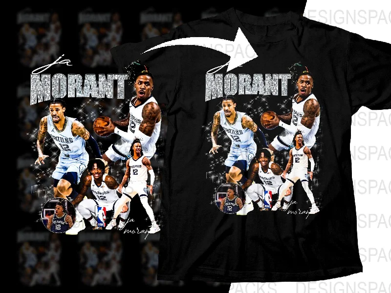 T-Shirt UV Protection-Ja Morant NBA Superstar Memphis Grizzlies Bootleg Graphic Png Digital Download