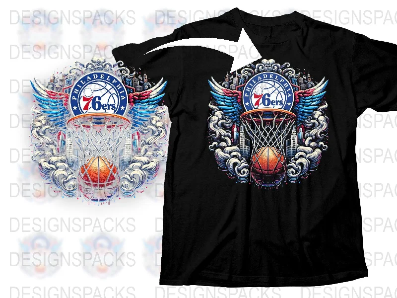 T-Shirt Marathon-Philadelphia 76ers Sky-high Artwork Graphic Png Digital Download