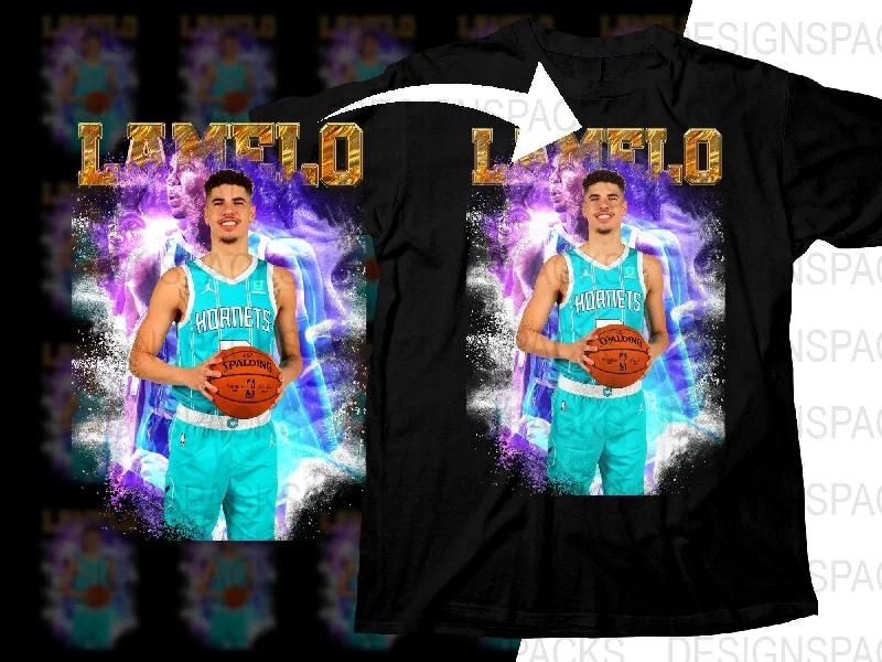 T-Shirt Short Sleeve-LaMelo Ball Charlotte Hornets Basketball Star Game Day Bootleg Png Digital Download