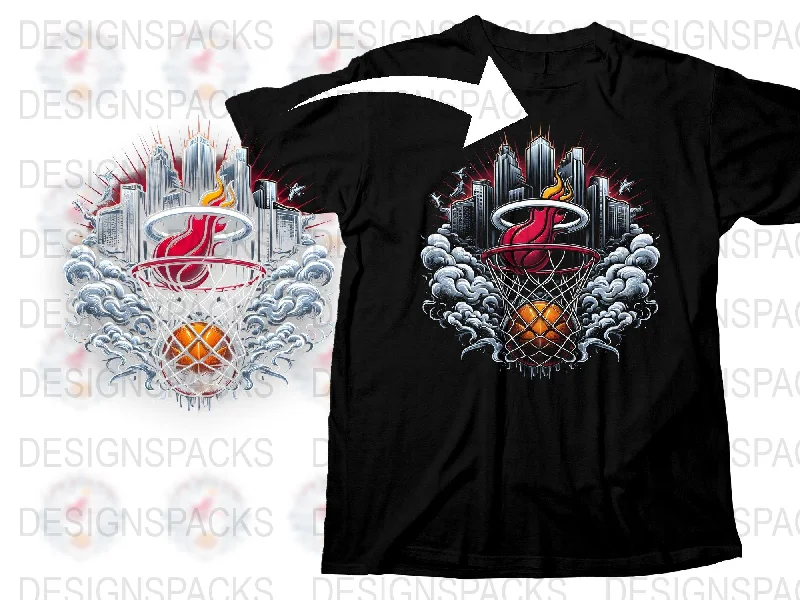 T-Shirt Urban-Miami Heat City Skyline Basketball Art Png Digital Download