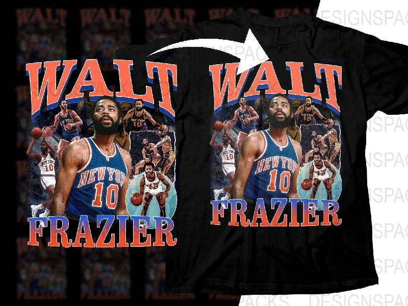 T-Shirt Gold-Vintage Basketball Legend Walt Frazier New York Knicks Bootleg Png Digital Download