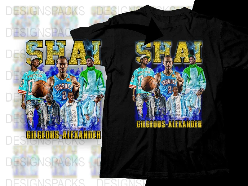 T-Shirt Bulk Order-Shai Gilgeous Alexander Diverse Styles Png Digital Download