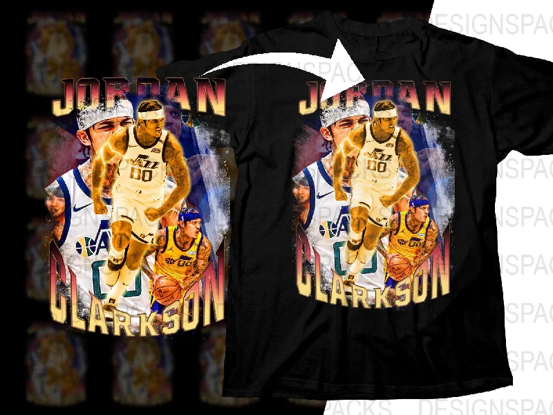 T-Shirt Durable Material-Utah Jazz Jordan Clarkson Basketball Star Bootleg Png Digital Download