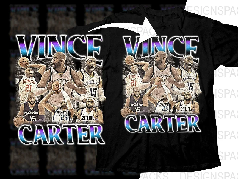 T-Shirt Navy-Vince Carter Basketball Star Iconic Moments Bootleg Png Digital Download