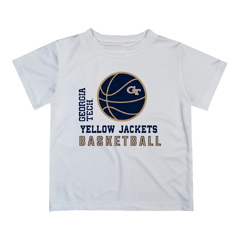 T-Shirt Championship-Youth Georgia Tech Yellow Jackets Basketball Graphic White T-Shirt