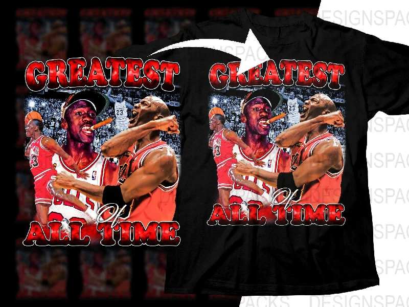 T-Shirt Men-Greatest Of All Time Michael Jordan Chicago Bulls Basketball Legend Bootleg Png Digital Download