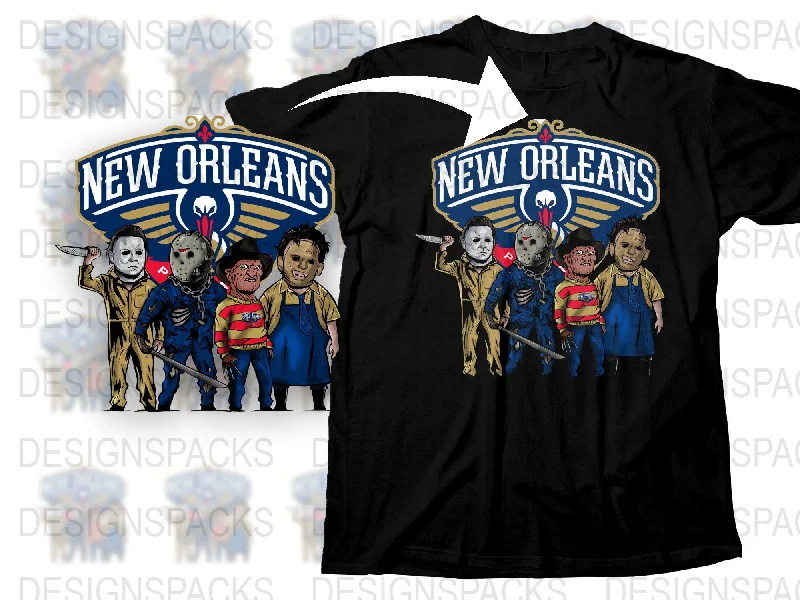 T-Shirt Red-New Orleans Pelicans Scary Horror Characters Png Digital Download