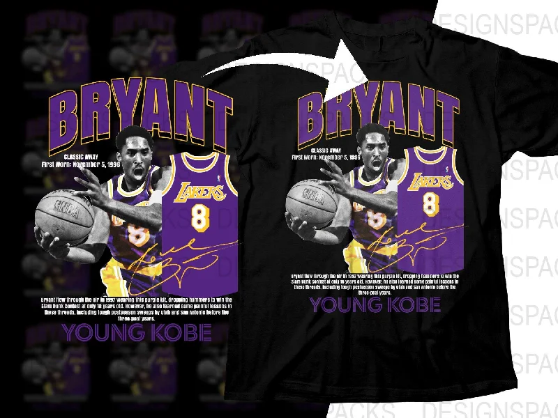 T-Shirt Football-Young Kobe Bryant Los Angeles Lakers Jersey Basketball Legend Bootleg Png Digital Download