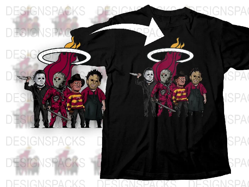 T-Shirt Stylish-Miami Heat Horror Character Design Png Digital Download