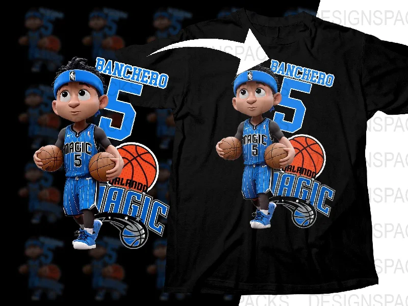 T-Shirt Gameday-Paolo Banchero Orlando Magic NBA Cartoon Basketball Star Png Digital Download