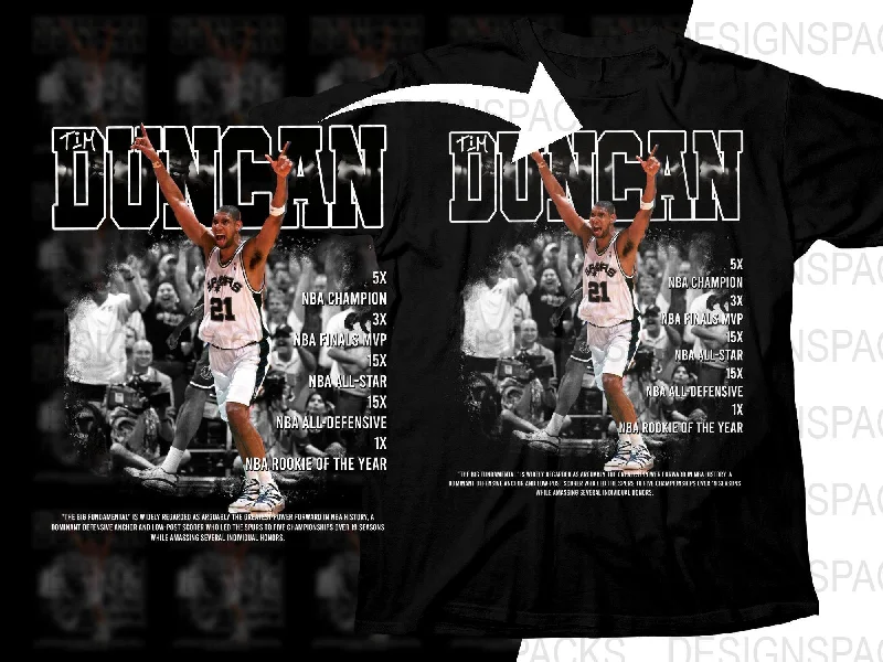 T-Shirt Business Casual-Iconic Tim Duncan Basketball Legend Bootleg Png Digital Download