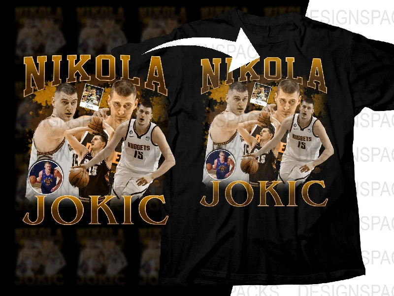 T-Shirt Multi-Color-Nikola Jokic Denver Nuggets Basketball Player Bootleg Png Digital Download