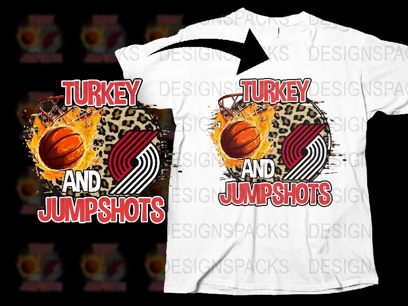 T-Shirt New Year-Portland Trail Blazers Turkey and Jump Shots Png Digital Download