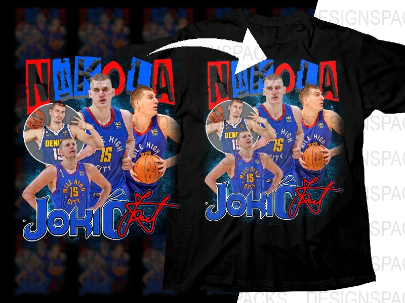 T-Shirt Casual-Iconic Nikola Jokić Basketball Superstar Signed Bootleg Png Digital Download