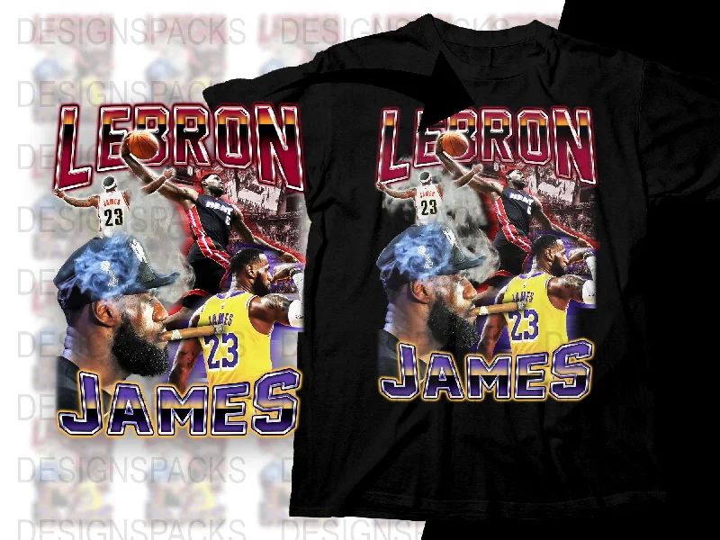 T-Shirt Moisture-Wicking-LeBron James Bootleg Graphic Sports Fan Png Digital Download