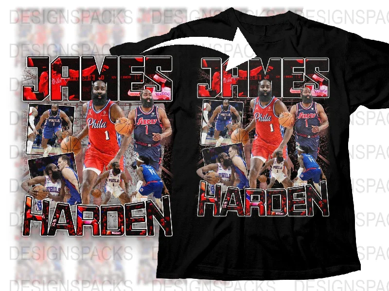 T-Shirt Gray-James Harden Miami Bootleg Collage Png Digital Download