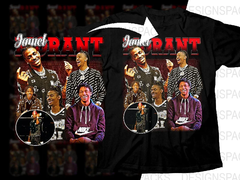 T-Shirt Sustainable-Jamel Morant Basketball Player Bootleg Png Digital Download