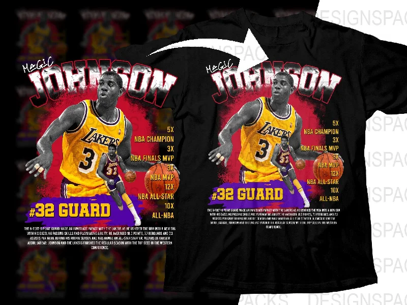 T-Shirt High-Quality-Magic Johnson Legendary Basketball Player Lakers Themed Bootleg Png Digital Download