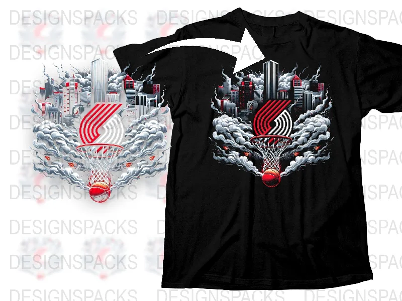 T-Shirt Thanksgiving-Portland Trail Blazers Themed Graphic Basketball Png Digital Download