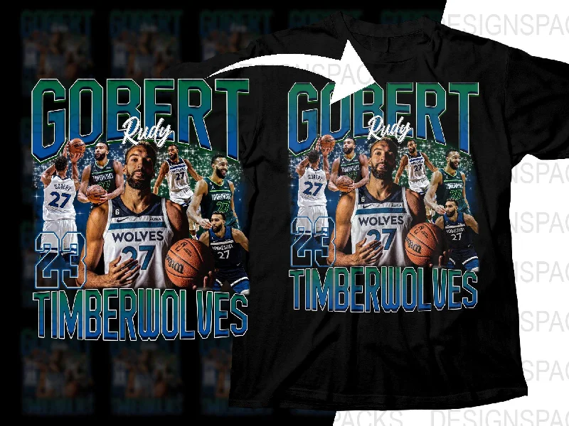 T-Shirt Gamer Lifestyle-Rudy Gobert Minnesota Timberwolves Basketball Star Bootleg Graphic Png Digital Download