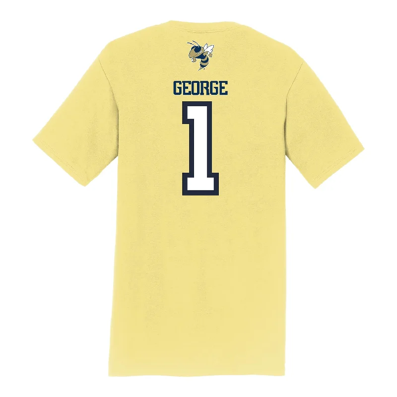 T-Shirt Trending-Georgia Tech Yellow Jackets Men's Basketball NIL Athlete T-Shirt - #1 Naithan George