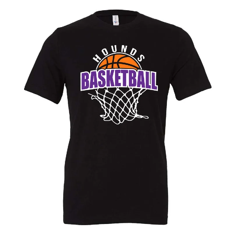 T-Shirt Best Deals-Jones County - Hounds Basketball and Basketball Net - Black (Tee/DriFit/Hoodie/Sweatshirt)