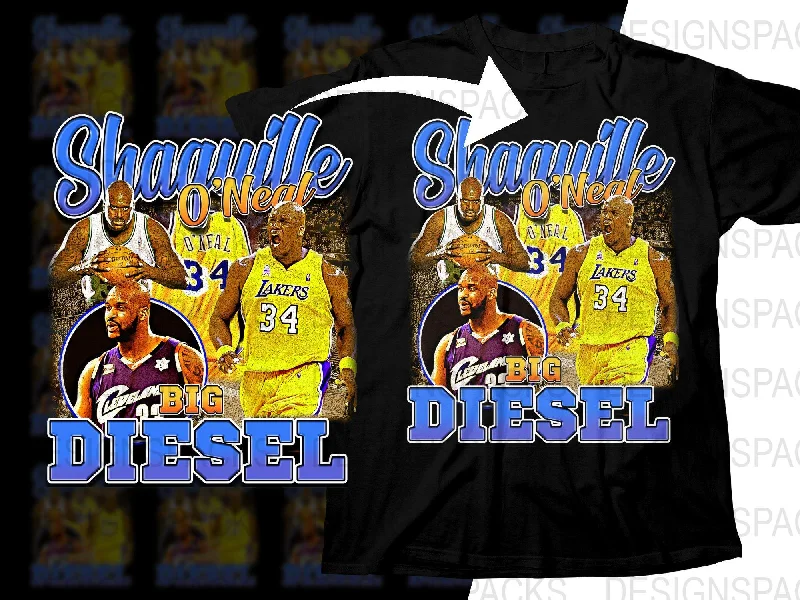 T-Shirt Youth-Shaquille O'Neal Los Angeles Lakers Big Diesel Basketball Legend Bootleg Png Digital Download