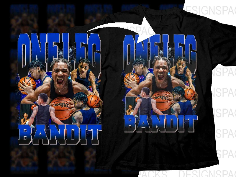 T-Shirt Space Theme-Oneleg Bandit Basketball Star Bootleg Png Digital Download