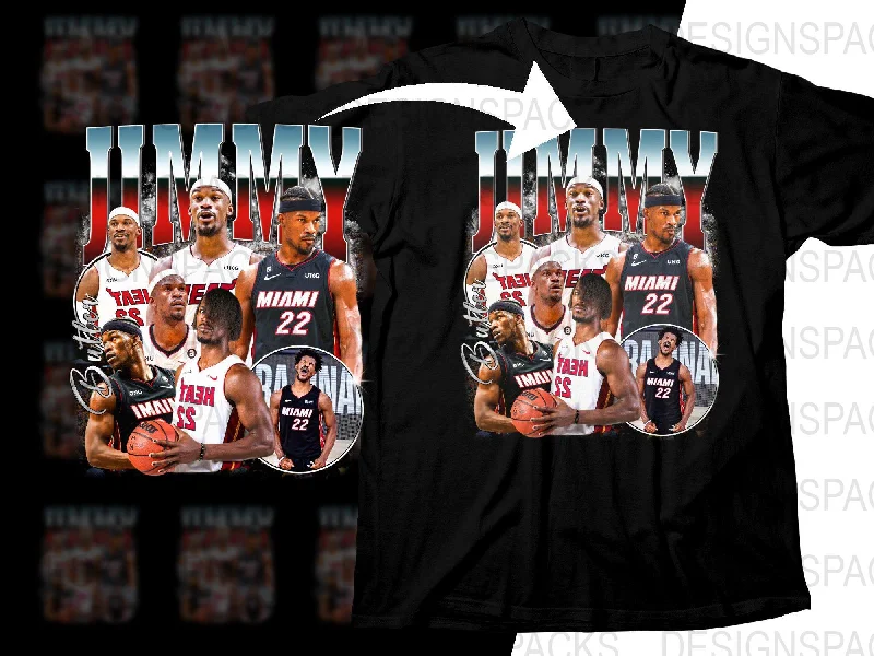 T-Shirt Music Band-Jimmy Butler Miami Heat Iconic Basketball Star Bootleg Graphic Png Digital Download