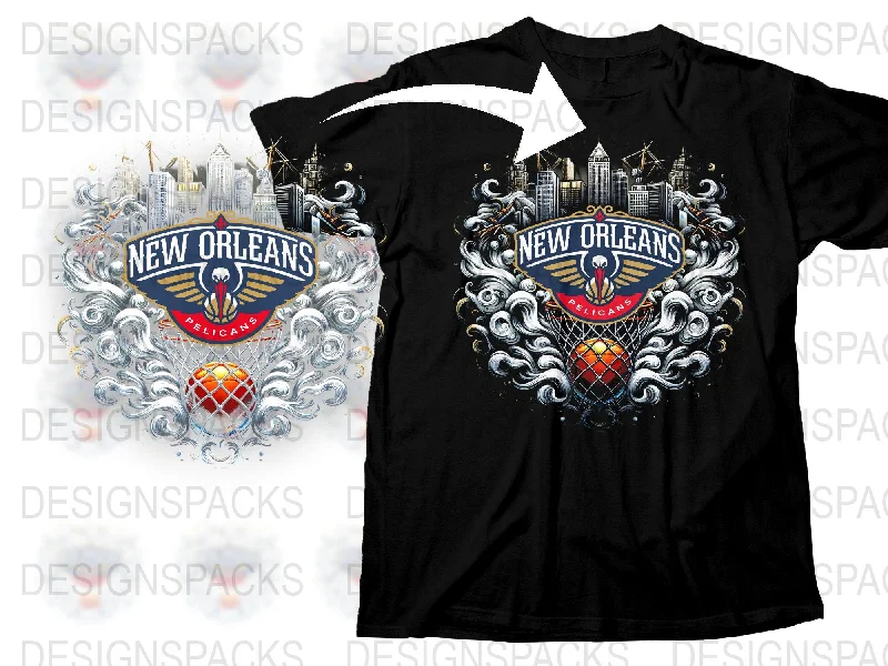 T-Shirt Blue-New Orleans Pelicans Stylish Art Png Digital Download