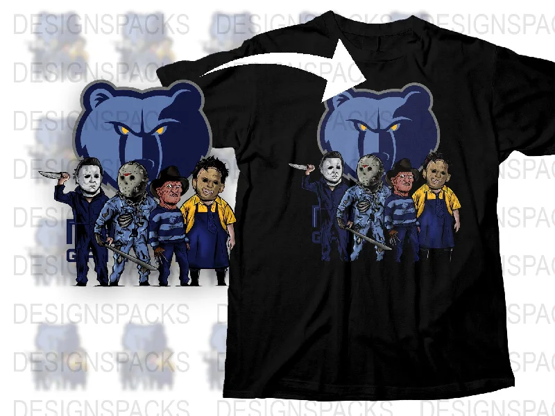 T-Shirt Youth-Grizzlies NBA Team Horror Movie Characters Png Digital Download