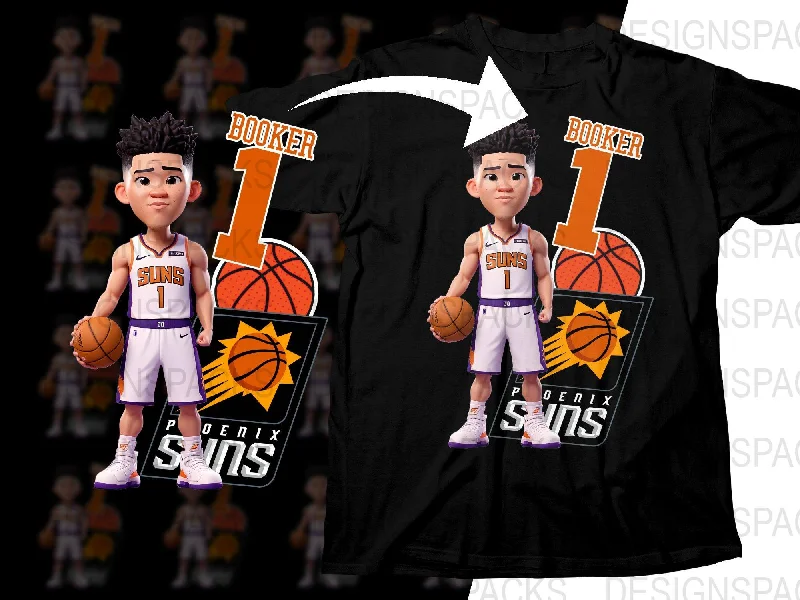 T-Shirt Snowboarding-Phoenix Suns Devin Booker Cartoon Basketball Player Png Digital Download