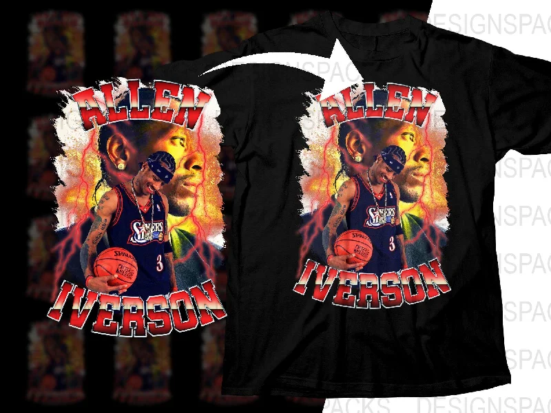 T-Shirt Moisture-Wicking-Iconic Allen Iverson Basketball Star Bootleg Png Digital Download