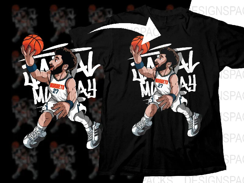 T-Shirt Eco-Friendly-Jamal Murray Nuggets Dynamic Basketball Player Dunking Action Png Digital Download