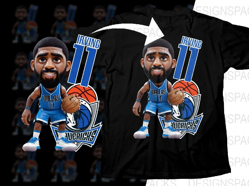 T-Shirt Boys-Kyrie Irving Dallas Mavericks Inspired Cartoon Basketball Player Png Digital Download