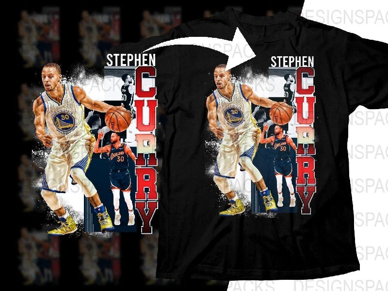 T-Shirt Short Sleeve-Stephen Curry Dynamic Basketball Star Bootleg Png Digital Download