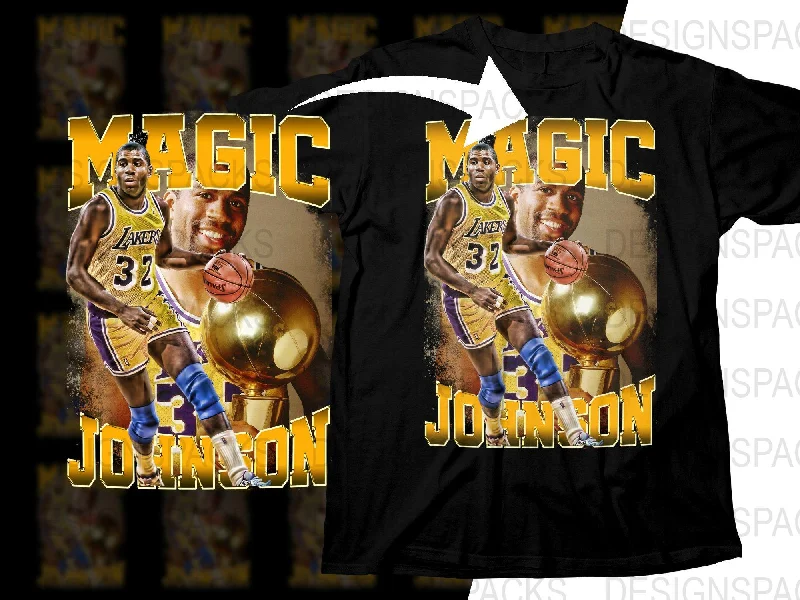 T-Shirt Premium-Magic Johnson Los Angeles Lakers Basketball Star Bootleg Png Digital Download