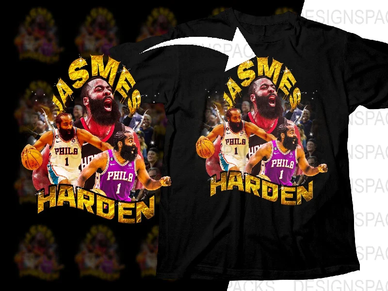 T-Shirt Red-James Harden Philadelphia 76ers Basketball Legend Bootleg Png Digital Download