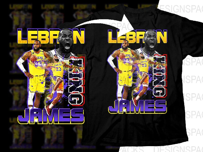 T-Shirt White-NBA Superstar LeBron James Los Angeles Lakers Bootleg Png Digital Download