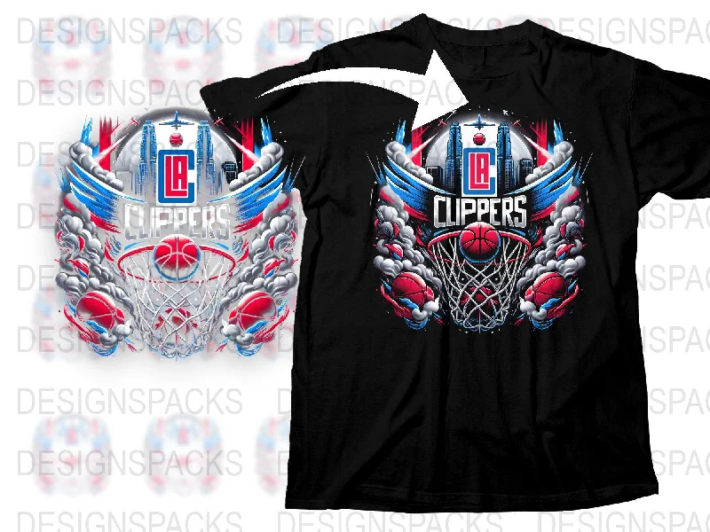 T-Shirt Baby-LA Clippers Skyline Graphic Basketball Png Digital Download