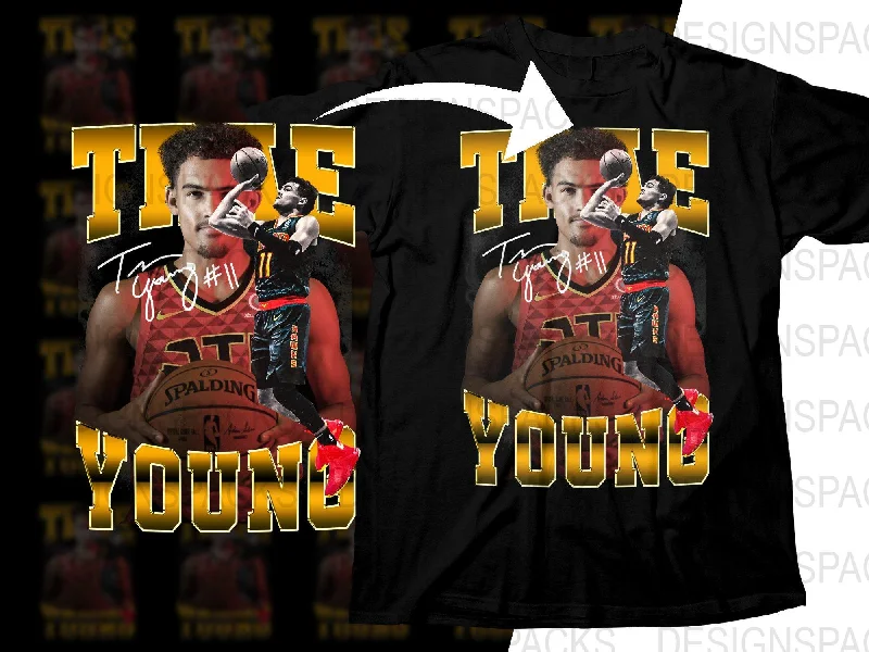 T-Shirt Casual-Trae Young Basketball Star Atlanta Signature Edition Bootleg Png Digital Download