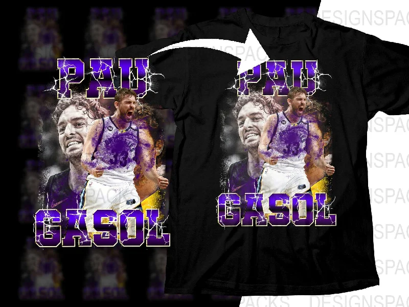 T-Shirt Team Spirit-Retro Pau Gasol Basketball Legend Bootleg Png Digital Download