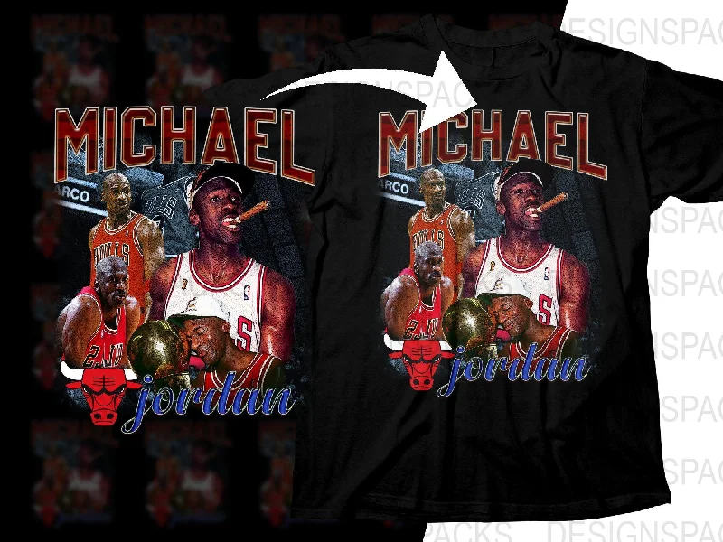 T-Shirt Jogging-Michael Jordan Chicago Bulls Vintage Bootleg Style Png Digital Download