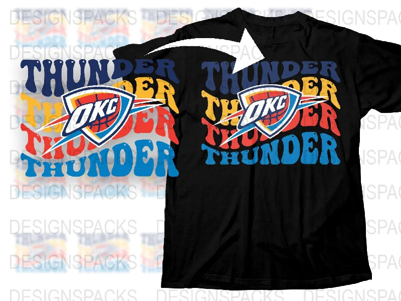 T-Shirt Superhero-OKC Thunder Vibrant Retro Style Graphic Png Digital Download