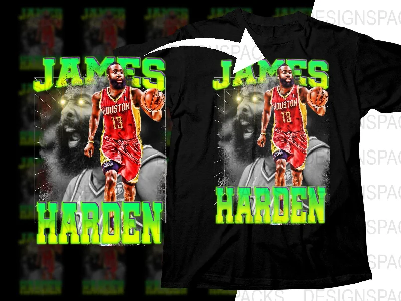 T-Shirt White-James Harden Houston Rockets Basketball Superstar Bootleg Png Digital Download