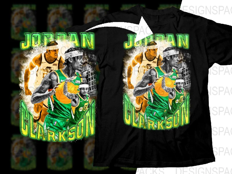 T-Shirt Hip Hop-Legendary Basketball Player Jordan Clarkson Utah Jazz Bootleg Png Digital Download