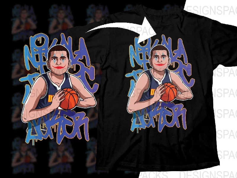 T-Shirt Space Theme-Joker Nikola Jokić Denver Nuggets Cartoon Basketball Legend Png Digital Download