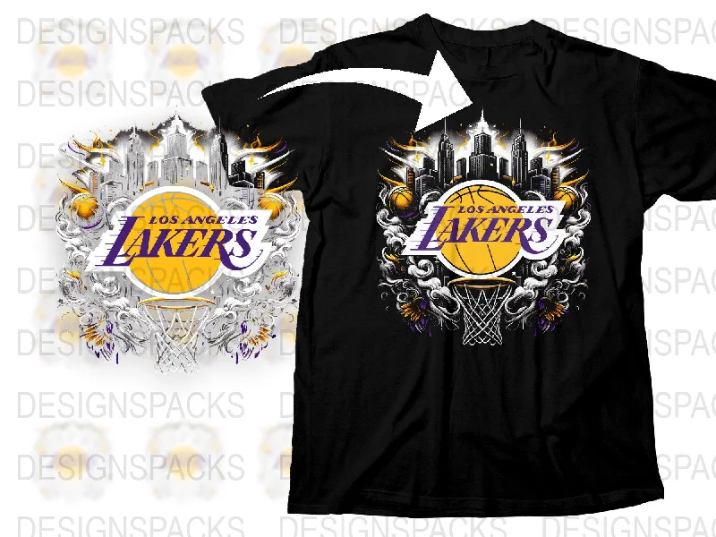 T-Shirt Short Sleeve-Los Angeles Lakers Graphic Design Sports Fan Png Digital Download